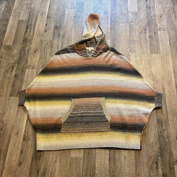 Lovestitch Oversized Poncho Hoodie Striped Size M/L - Picture 1 of 7